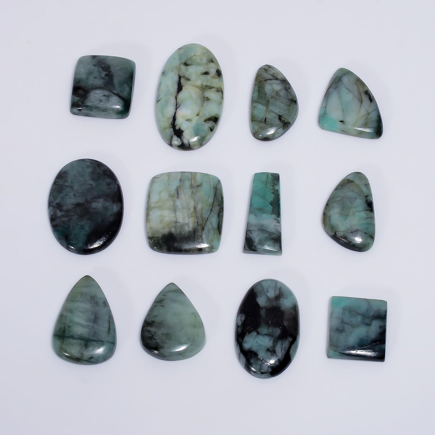 GEMKORA [20-30mm] (3-4pcs) Green Emerald Mix Shape Gemstones Cabochons, Jewelry Making Loose Gemstone, Polished Gems, DIY, Wire Wrapping, Reiki, Wikka, Healing Crystals, Bulk Gemstone Deal