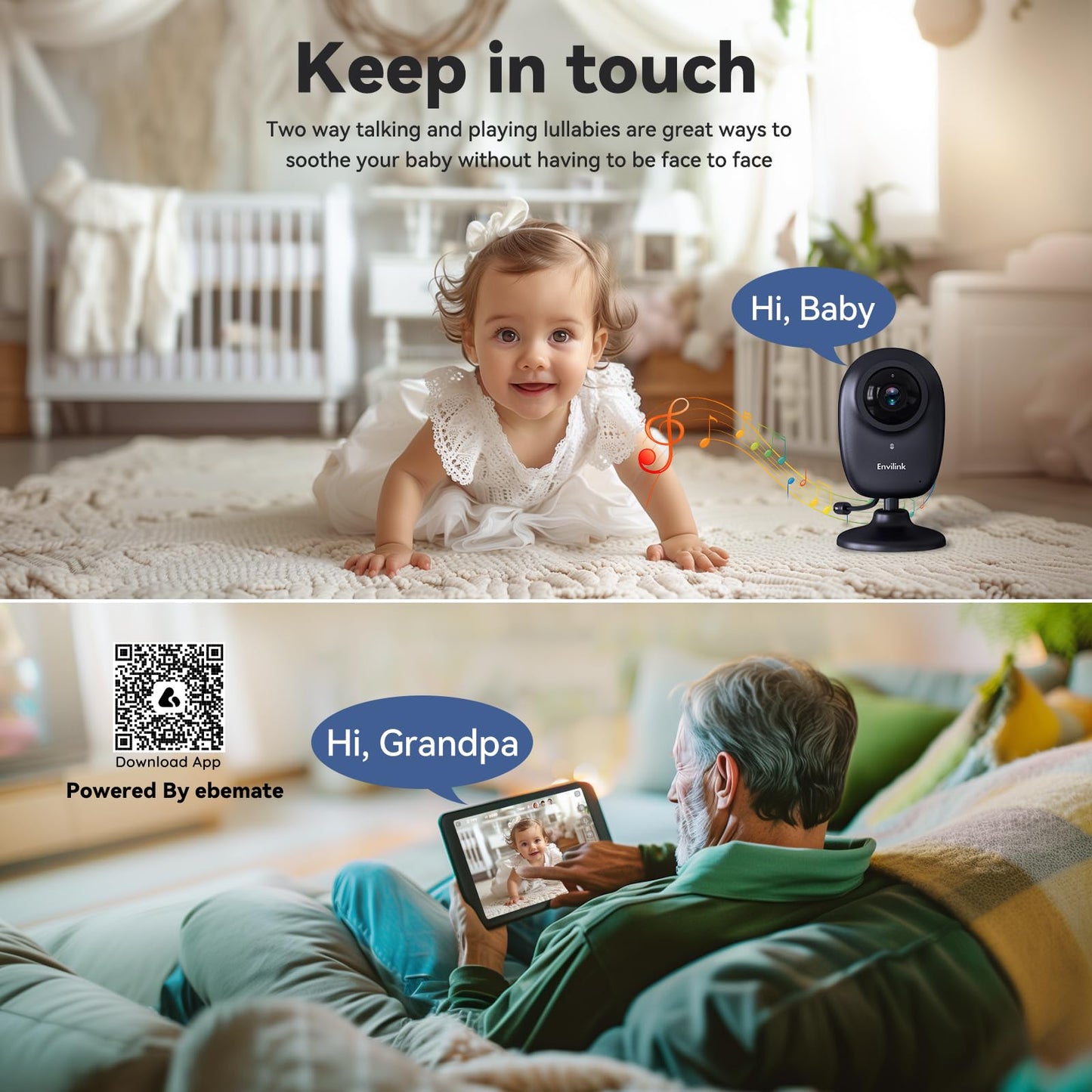 Envilink Smart Video Baby Monitor,2.8inch Display,1080p Camera,1500ft Long Range,WiFi On/Off Switch,Night Vision,Feeding Clock,Temperature Detection,2-Way Talk,Free Smart Phone App