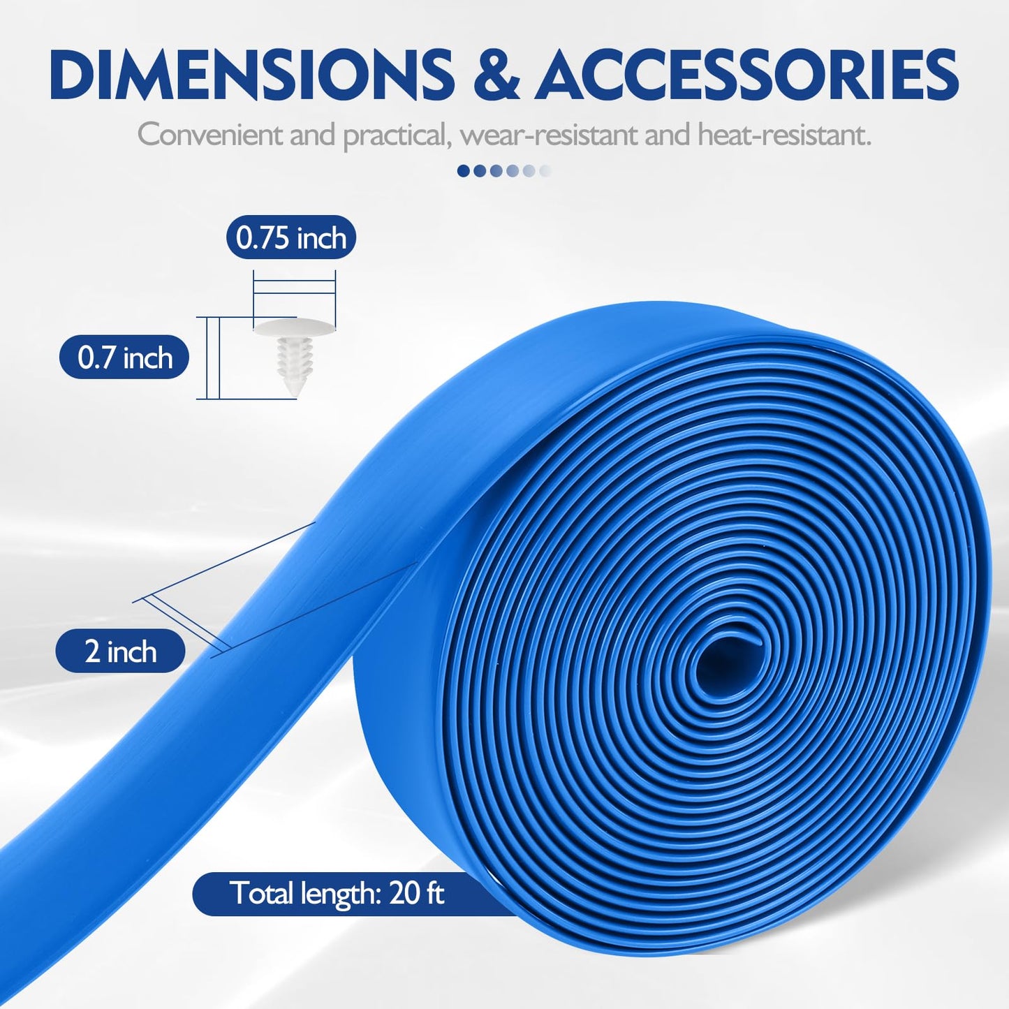 LukLoy 2" Wide 20ft Long Vinyl Straps for Patio Chairs Repair DIY + 20 Rivets, Replacement Straps for Lawn Chairs Patio Garden Balcony Outdoor Lounge Dining Furniture Repair, Blue