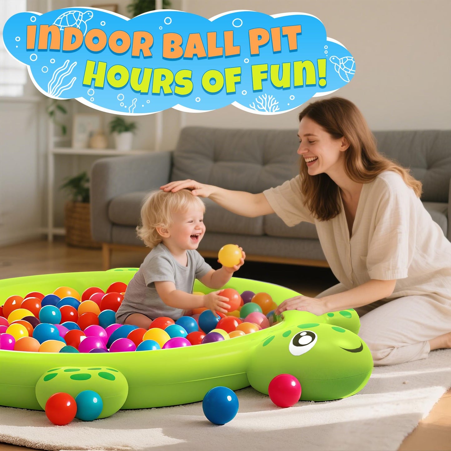 tmstorys Splash Pad for Toddlers 1-3, 67" Turtle Sprinkler & Splash Play Mat, Inflatable Baby Kid Pool, Summer Outdoor Water Toys for Toddlers, Boys, Girls Backyard Garden Lawn Games