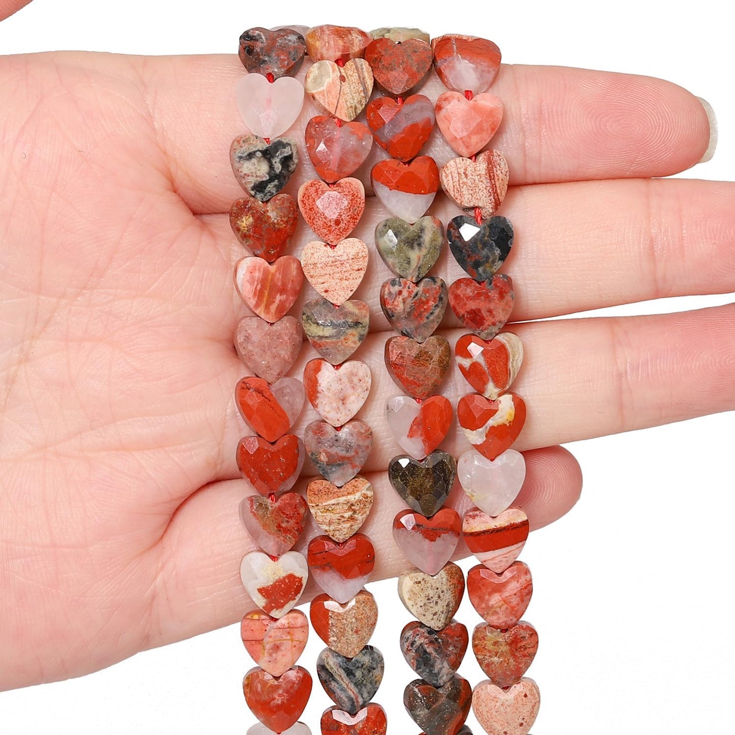 Nitopupu 22pcs Faceted Heart Stone Beads Natural Carnelian Bead 8mm Crystals and Healing Stones for Jewelry Making Supplies,Friendship Bracelet Kit,Love Gifts