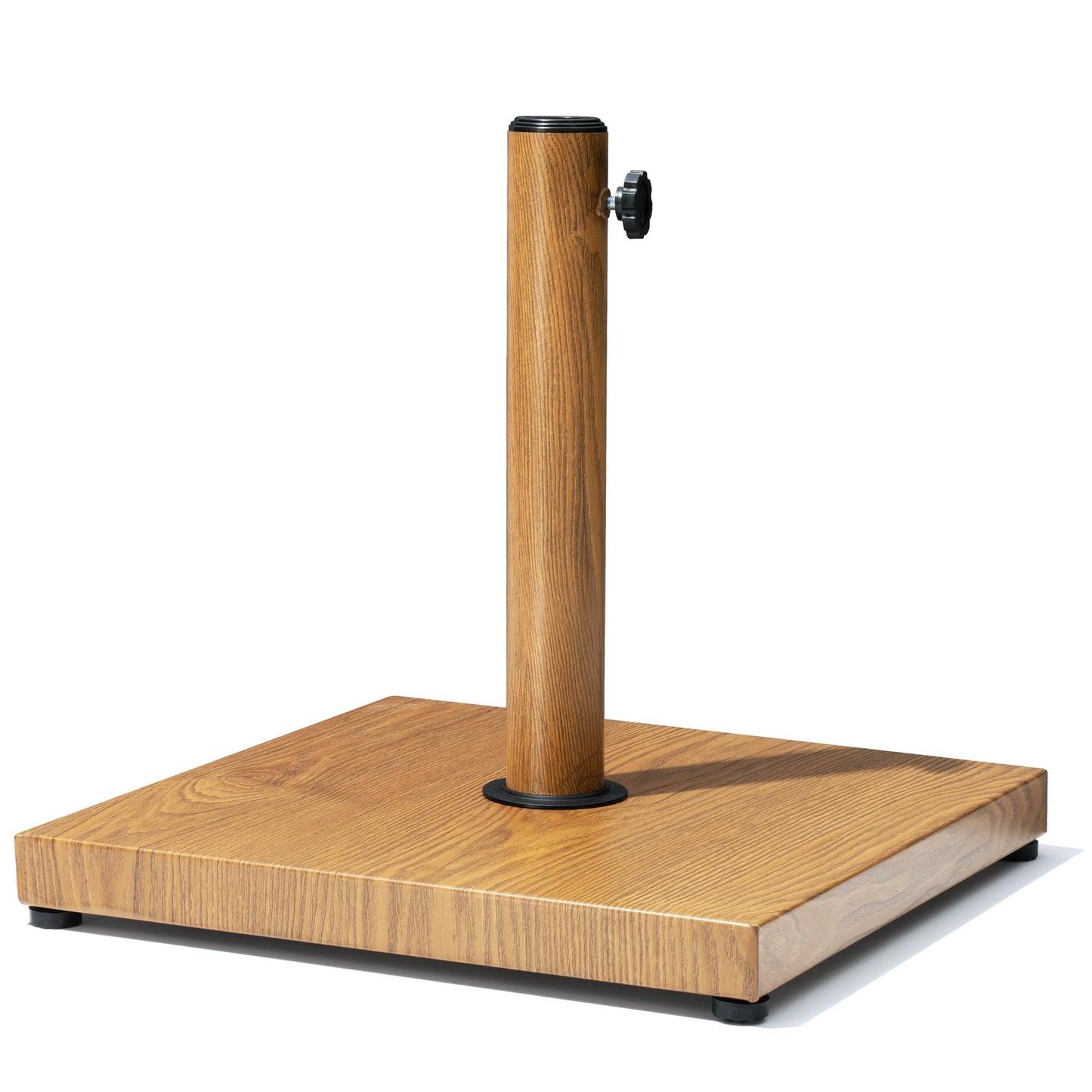 VredHom Patio Umbrella Base, 43lbs Outdoor Heavy Duty Square Concrete Stand, Fits 6-12ft Fringe Market Umbrella, Teak Brown