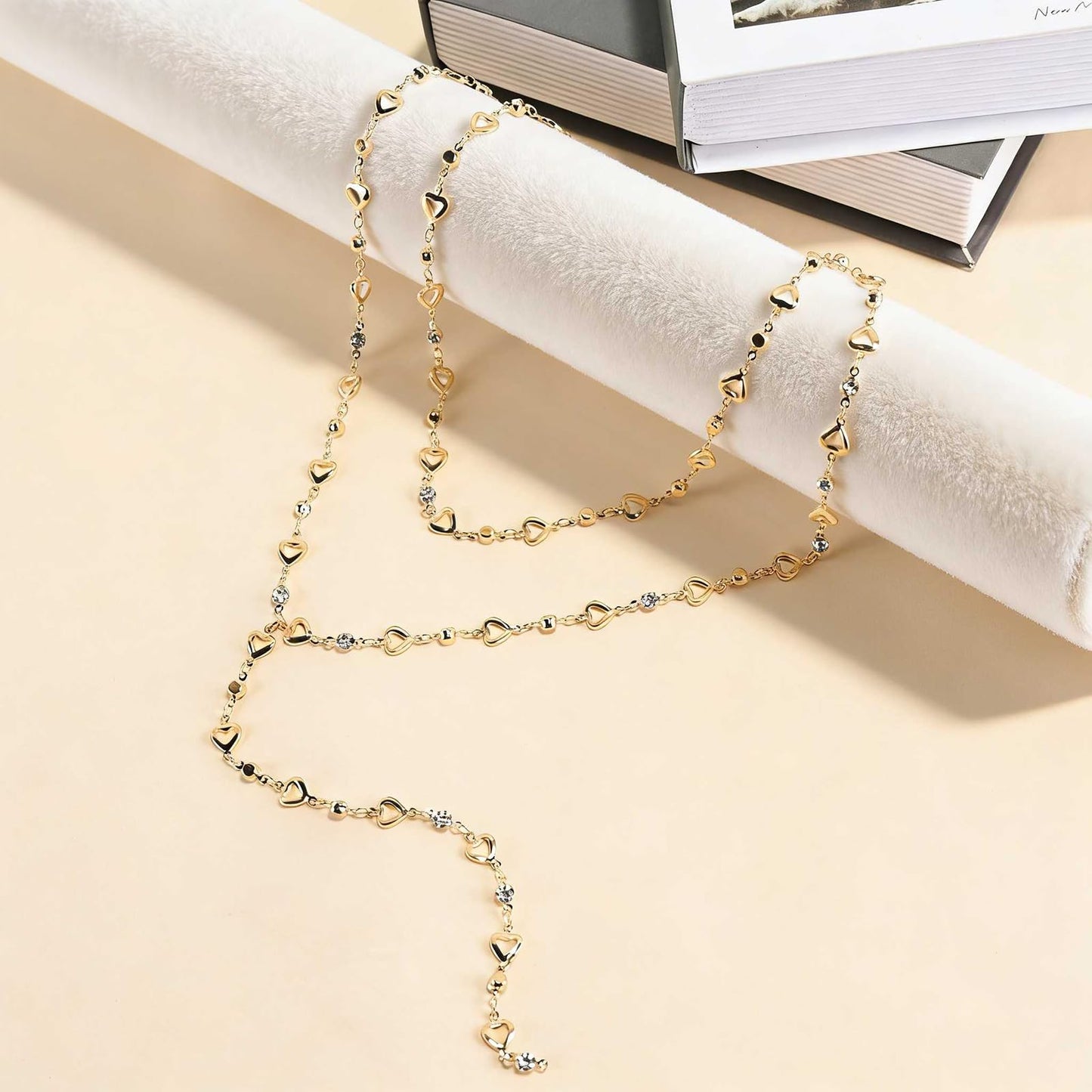 ENGCKSHI Necklace for Women, Dainty Long 14K Gold Y-Shaped Necklace Jewelry Trendy Beaded Layered Chain Drop Necklaces Jewelry Women Gifts
