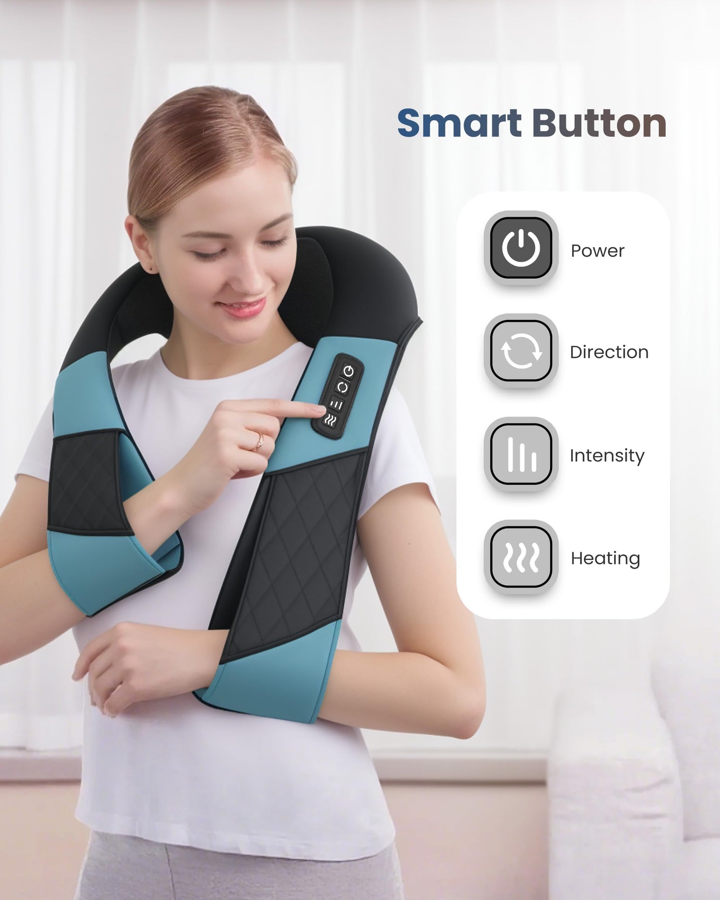 COMFIER Cordless Neck Massager for Pain Relief Deep Tissue, Shiatsu Shoulder Massager with Heat, 3D Kneading Back Massager Pillow, Rechargable & Portable, Car Office,Home Use