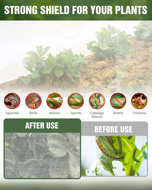 joyhalo Garden Netting for Raised Beds, 6 Sets Garden Hoops with for Raised Beds 10x30 Ft Garden Net, Bird & Cicada Net for Trees, Garden Mesh Netting for Greenhouse, Vegetable, 18 Clips Included