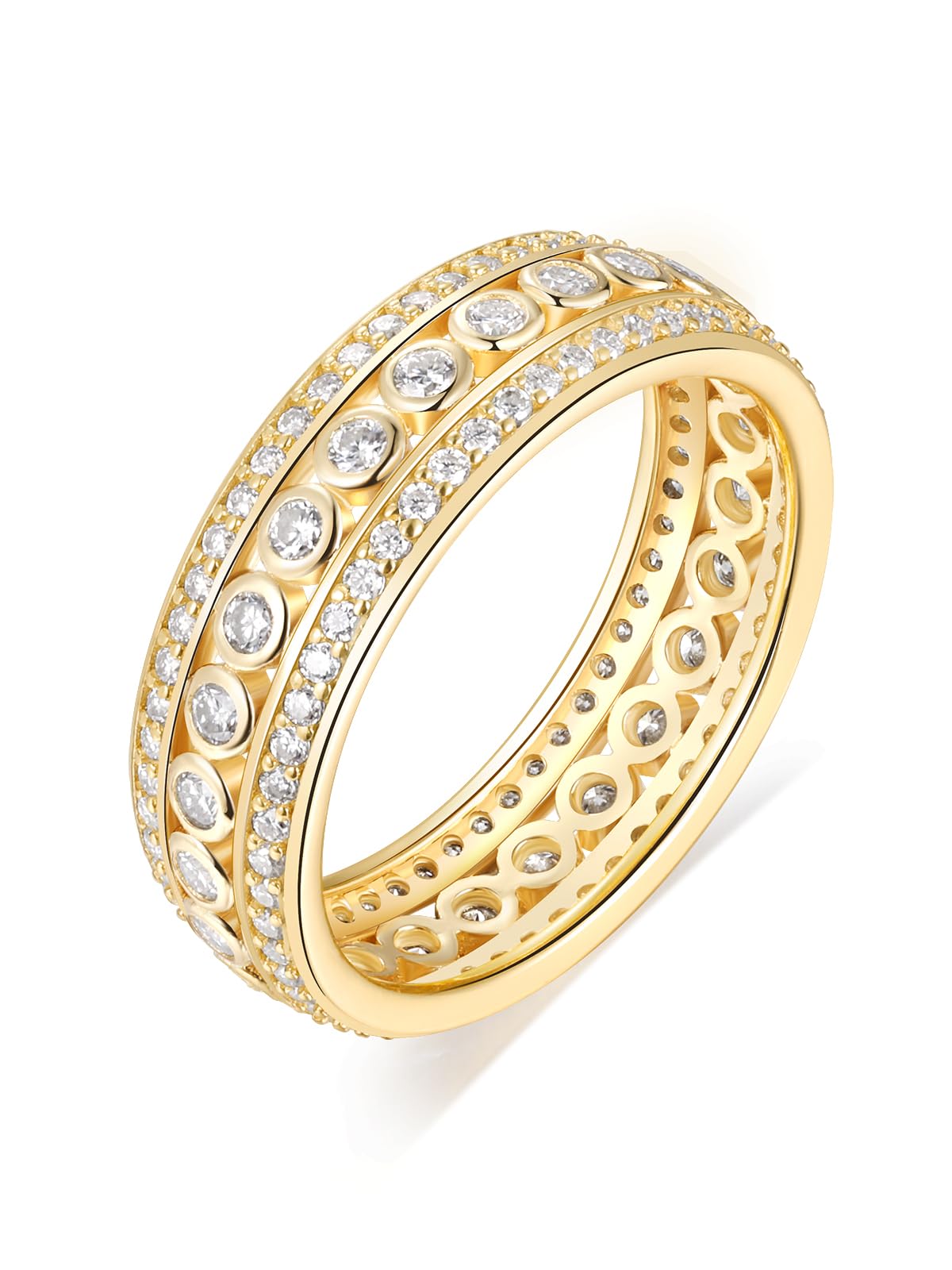 Frbod Moissanite Engagement Band for Men Women Sparkle Diamond Eternity Rings Hypoallergenic Gold Plated Jwelry Size 11