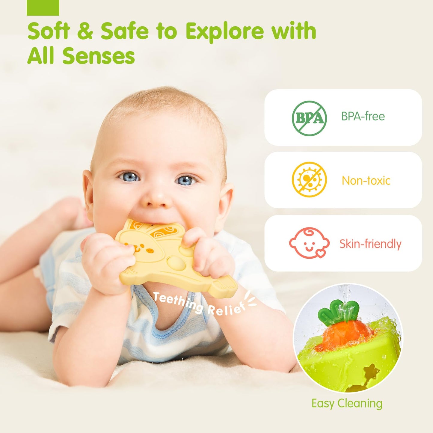 hahaland Silicone Baby Tissue Box Toy - Baby Toys 6-12 Months Montessori Toys for 6 Month Old Babies, 6-in-1 Soft Busy Activity Cube with Scarves, Crinkle, Textures, Mirror, Sensory Popper 9 Month Old