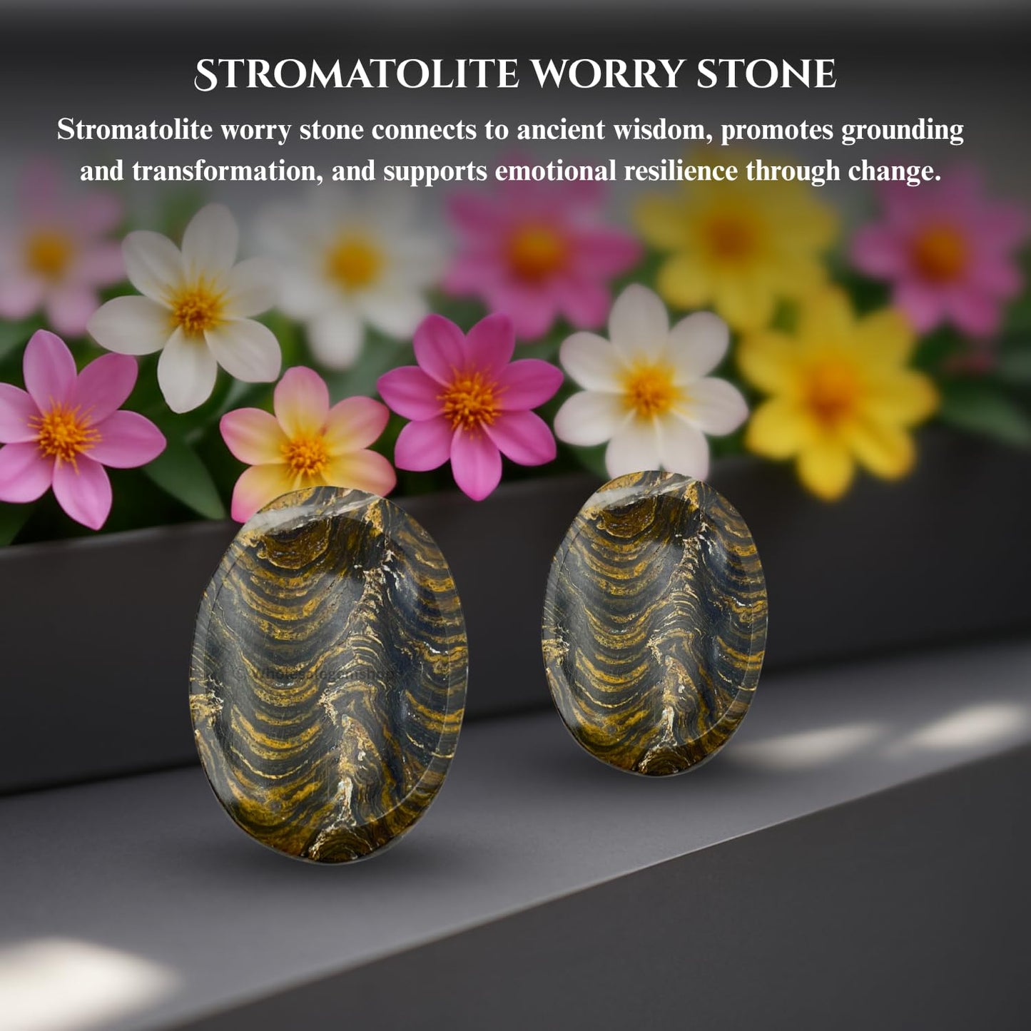 GEMSCITE Stromatolite Thumb Worry Stones Metaphysical Gemstone Crystal Healing Reiki Men Women Gift FENG Shui Positive Energy Love Wellness Palm Stones Wicca Powerful
