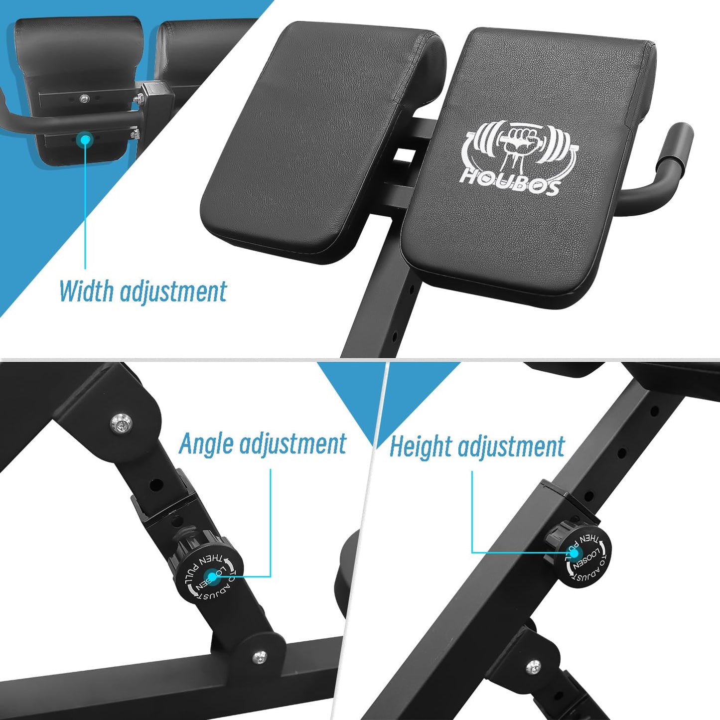 Houbos Hyper Back Extension Roman Chair - Back Extension Bench Machine for Glute, Hamstring and Lower Back, Multi-Functional Bench for Full All-in-One Body Workout, Foldable for Home Gym Fitness