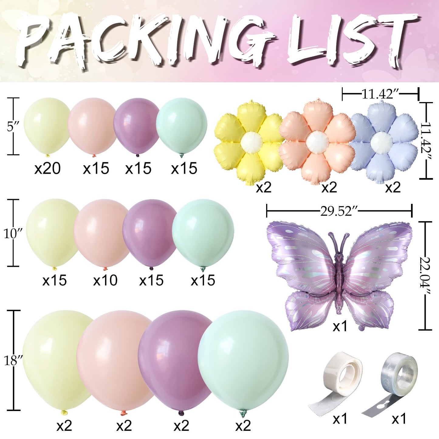 Spring Floral Butterfly Balloon Arch Kit,137Pcs Pastel Lavender Purple Yellow Balloon Garland with Daisy,Butterfly Foil Balloons for Wildflower Fairy Baby Shower Birthday Garden Tea Party Decorations