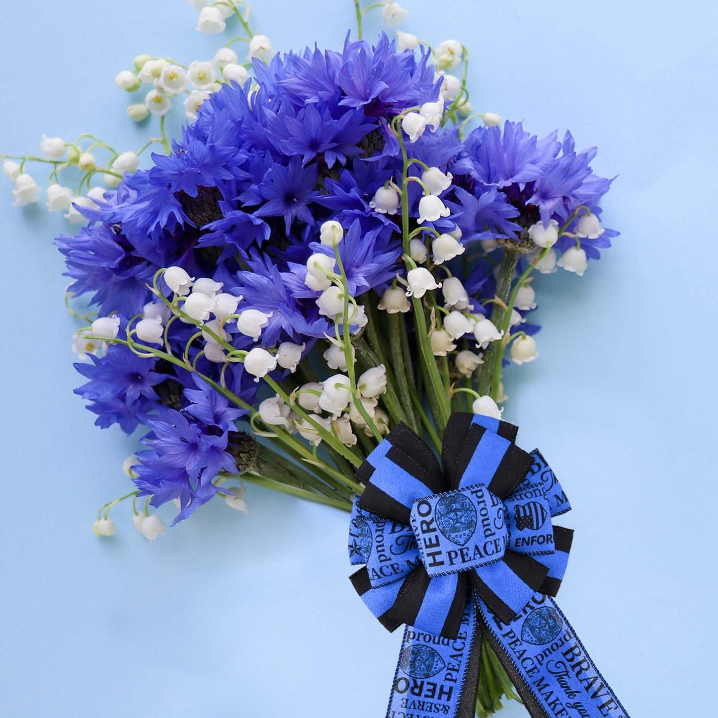 2 Rolls 20 Yards Police Support Wired Edge Ribbon, 2.5"Blue Black Stripe Police Badge Burlap Ribbon Memorial Day Patriotic Ribbons for Wreath Bow Making Police Support Decorations Supplies DIY Crafts