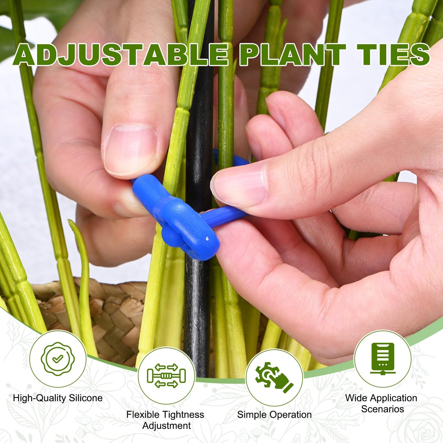 M METERXITY 6-Pack Adjustable Plant Ties, 12inch/30.48cm Silicone Flexible Multi-Function Sturdy Garden Twist Tie for Plant Support/Tree/Shrub/Vine, Reusable Support Twine [Blue]