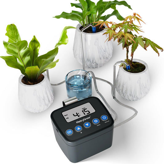 Automatic Watering System for Potted Plants, Drip Irrigation Kit System, Plant Self Watering Devices for Office Patio Greenhouse GrowTent, with Programmable Water Timer（Black
