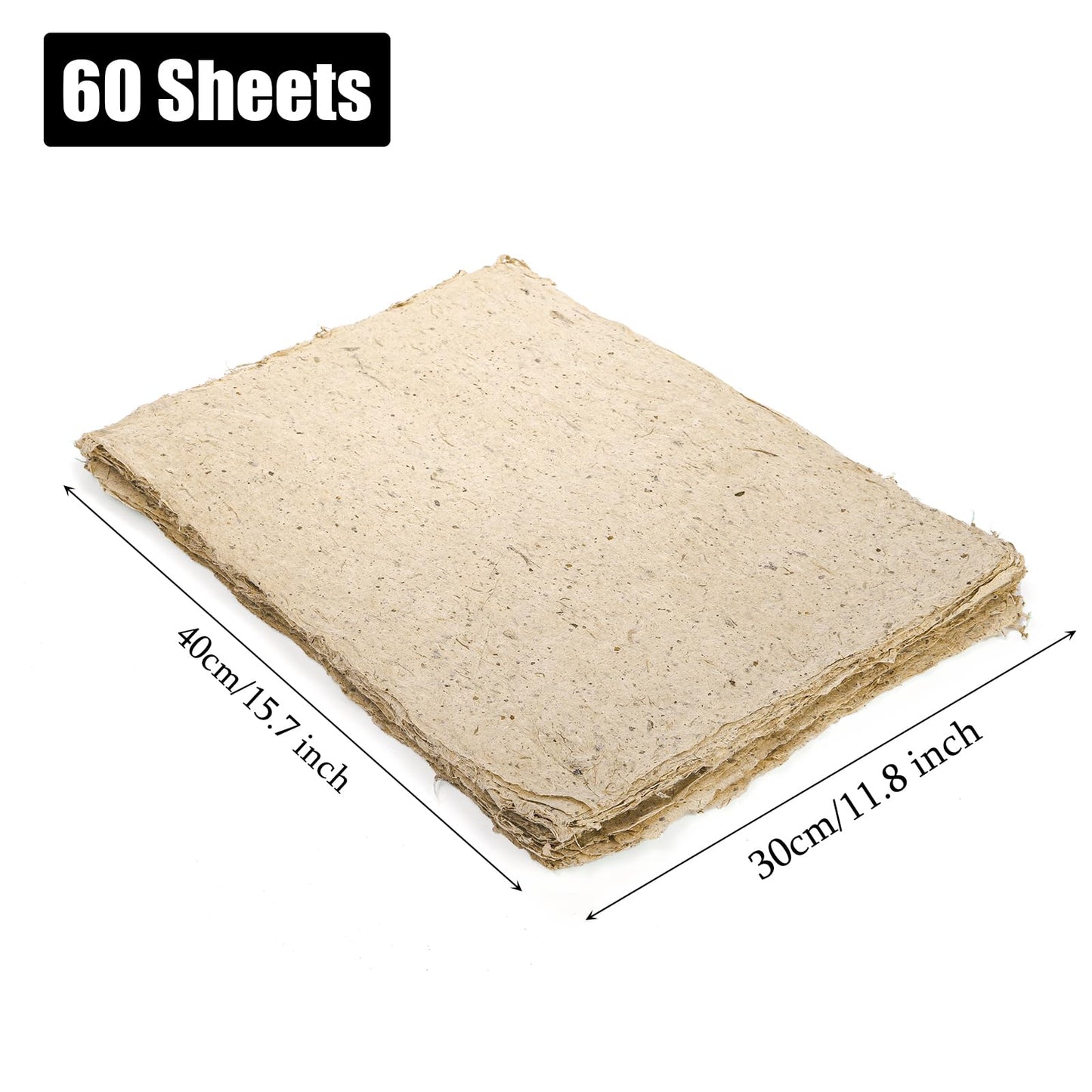 ZENFUN 60 Sheets Fiber Paper, Handmade Papers Sheets, 12" x 16" Natural Texture Papers, Chinese Style Handmade, Wood Fiber Craft Paper for Painting, DIY, Scrapbooking
