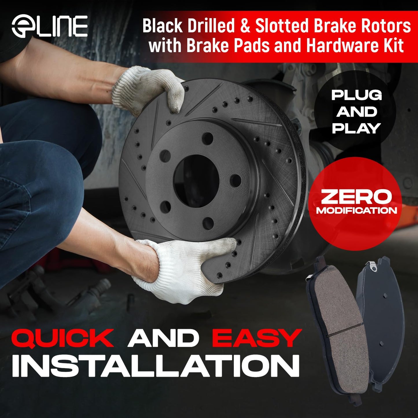R1 Concepts Front and Rear Brake Kit For 2015-2020 Cadillac Escalade, Chevrolet Suburban, Chevrolet Tahoe, GMC Yukon| Drilled Slotted Brake Rotors| Ceramic Brake Pads and Rotors Kit