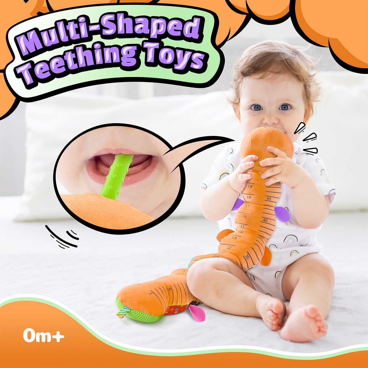 LIGHTDESIRE Baby Toys Musical Caterpillar,Stuffed Animals Infant Toys 3 6 12 Months Sensory Toys with Ruler Design,Crinkle&Rattles,Baby Teething Toy Tummy Time Boy Gifts Easter Basket Stuffer,Orange