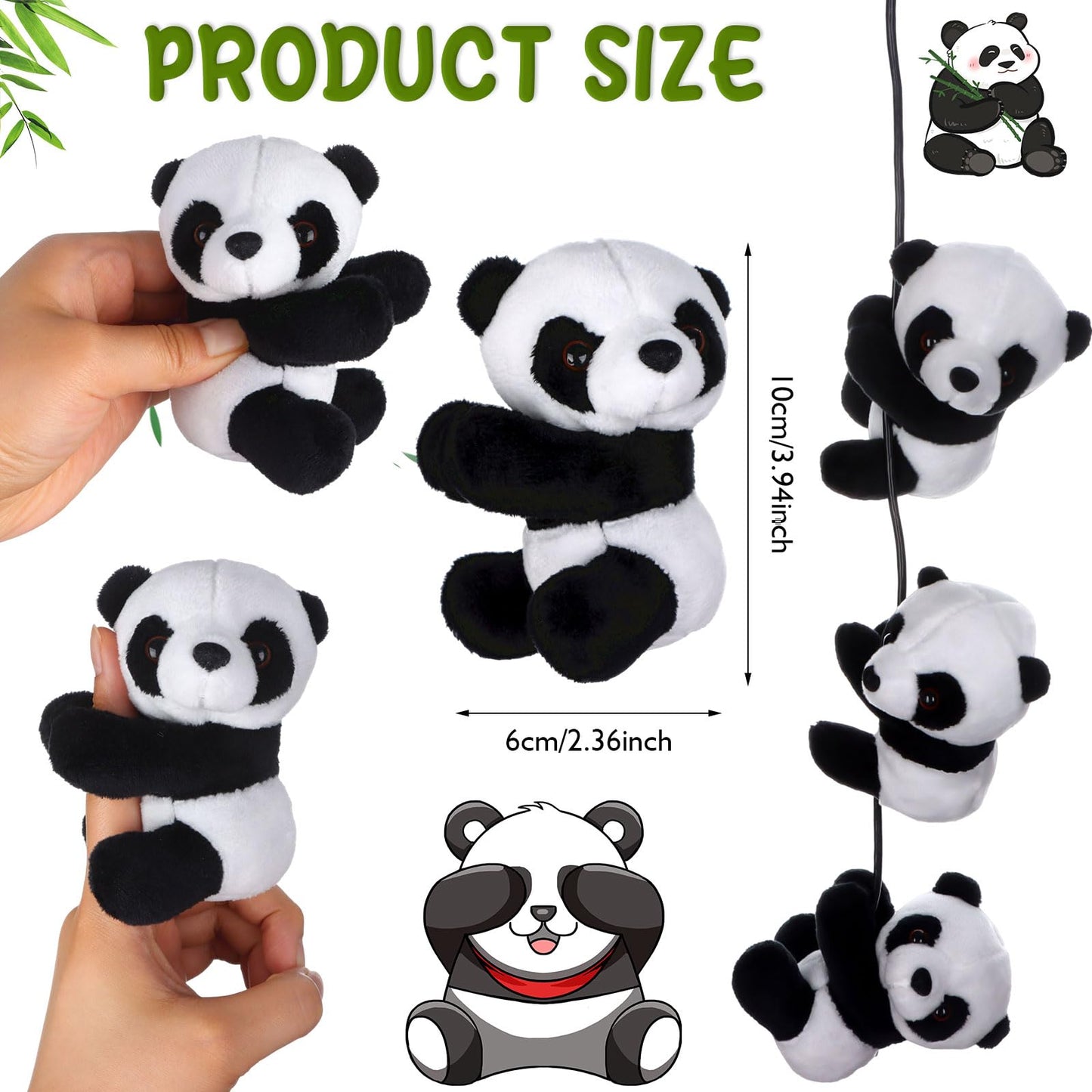 Haiabei 12Pcs Finger Panda Plush 4 inch Pandas Clips Curtain Holder Stand Note Memo Clips Photo Holder Cute Panda-s Toy Doll Finger Kids Toy,Home Decoration Plant Pots Bonsai Craft Decor