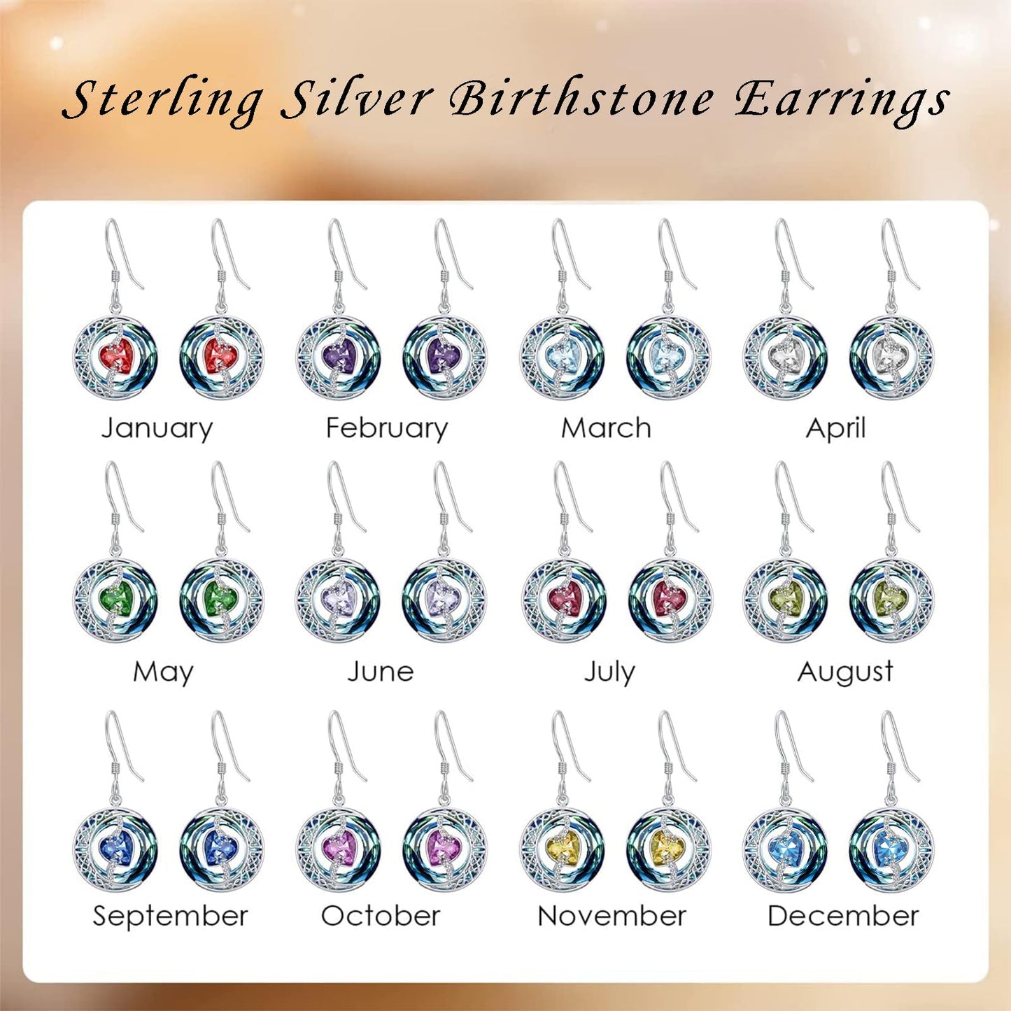 TOUPOP Aquamarine Earrings March Birthstone Earrings Sterling Silver Moon and Star Drop Dangle Earring Jewelry Blue Crystal Birthday Mothers Day Gifts for Women Mom Her