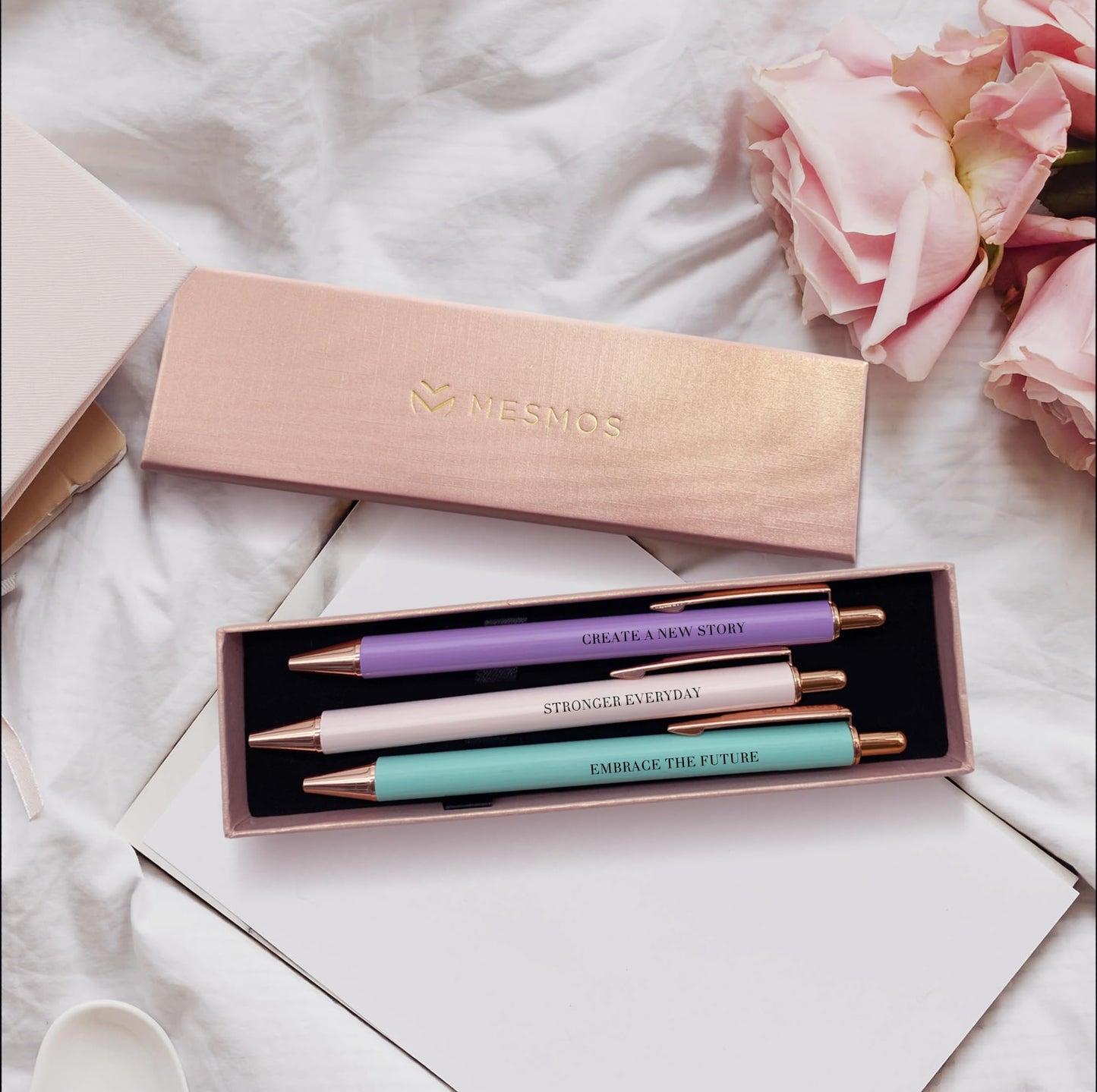 MESMOS New Beginnings Gifts for Women, 3pk Fancy Ballpoint Pen Set, Divorce Going Away Break Up Farewell Gifts for Women Friends and Coworkers
