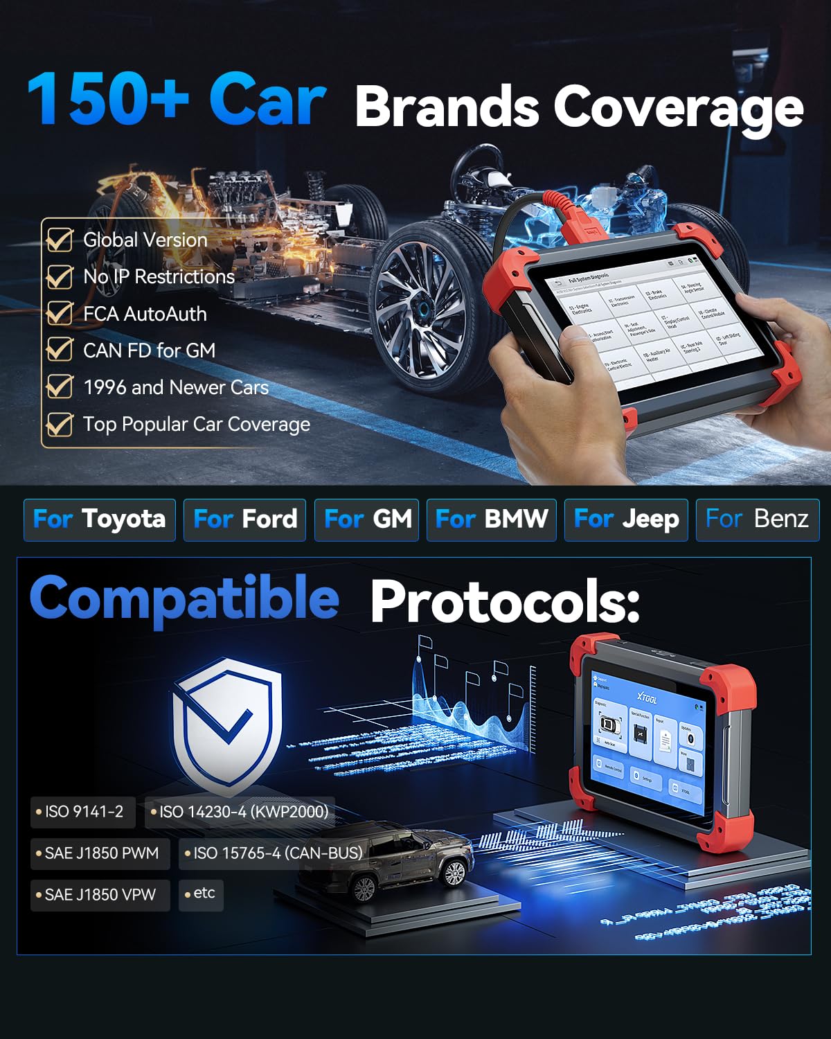 XTOOL D7 Bidirectional OBD2 Scanner: 2026 Scan Tool with 64GB Latest Ver., Ai-Assisted, 36+ Resets, Full System Auto Scanner Diagnostic Tool, Injector Test, Crank Sensor Relearn, FCA, CANFD & DoIP