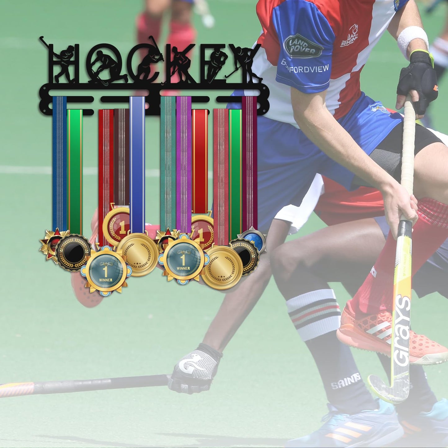 PH PandaHall Medal Display Hanger Holder Hockey Medal Holder 15.7" Awards Ribbon Hanger Medal Display Wall Rack Sports Medal Hanger Display for Men Women Sports Athletes Awards Cheer