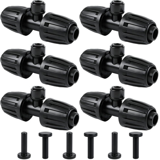 Copadri 6 Pcs Barbed Tee 1/2 Inch To 1/4 Inch Irrigation Tubing Fittings, 1/2 Inch(1/2" ID x 0.65" OD) To 1/4 Inch Quick Connect Irrigation Adapter 16mm Hose Locked T Reducer To 1/4" Water Line