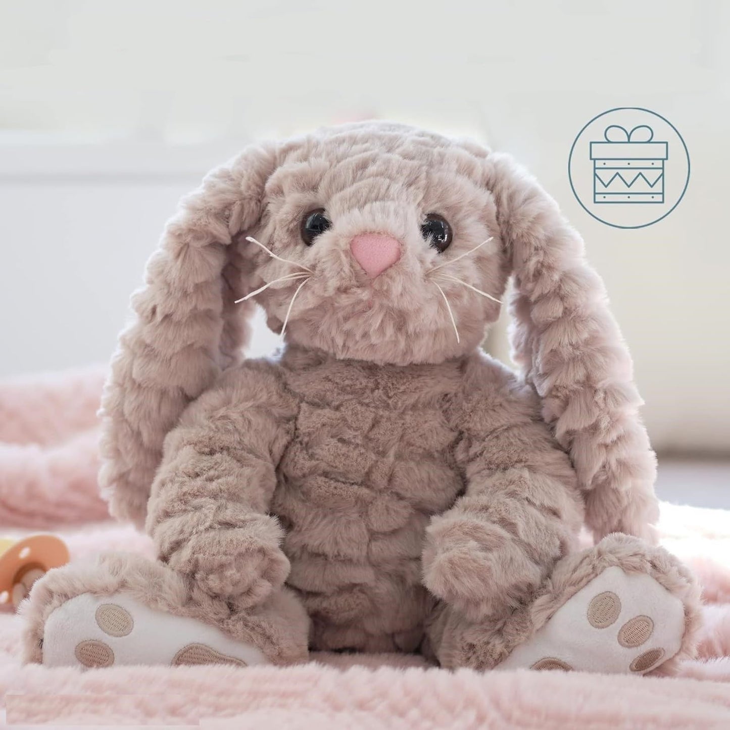 Bearington Bunny Plush Stuffed Animal - 10" Soft Taupe and White Rabbit Toy with Fluffy Fur and Long Ears - Cute Easter Bunny Plushie Gift for Kids, Toddlers, and Babies - Soft Rabbit Toy for Spring