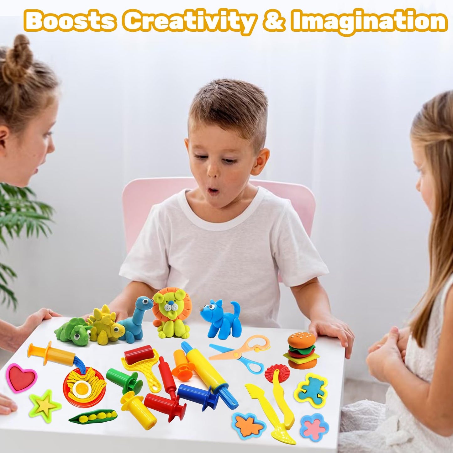 iShyan Dough Tools for Kids, 24 Pieces Dough Play Tools Set with Rolling Pins,Cutters,Dough Extruders,Scissor