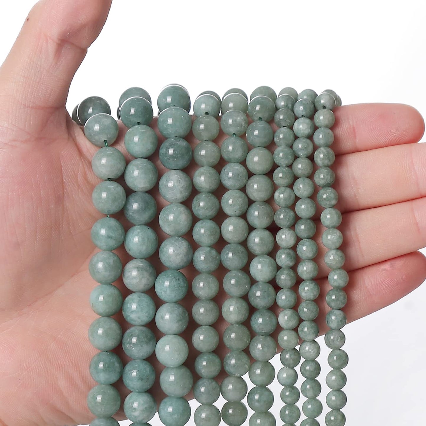 60pcs 6mm Burmese Jade Loose Beads for Jewelry Making, Natural Semi Precious Beads Round Smooth Gemstone Spacer Beads Charms for Necklaces Bracelets