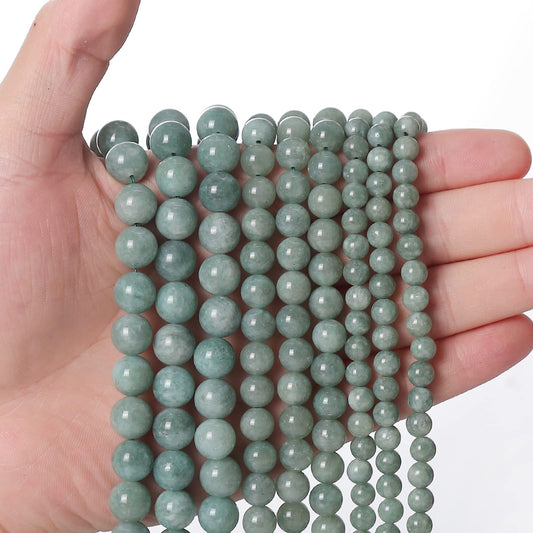 45pcs 8mm Burmese Jade Loose Beads for Jewelry Making, Natural Semi Precious Beads Round Smooth Gemstone Spacer Beads Charms for Necklaces Bracelets
