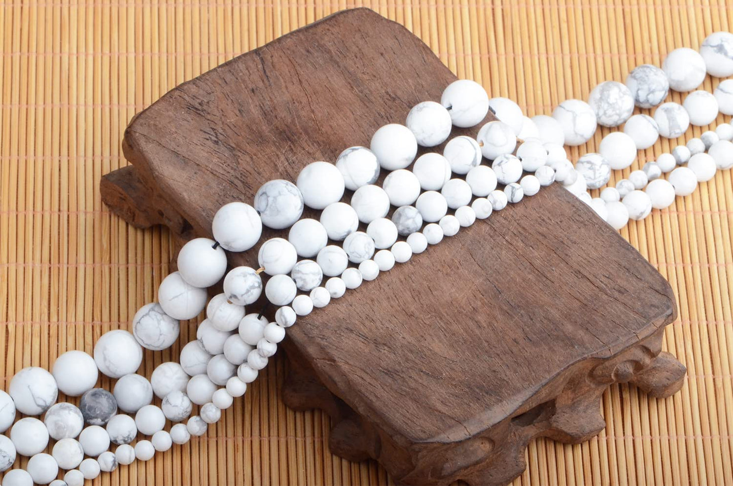 Bymitel 90 pcs Natural Genuine Real Round Loose Stone Beads Gemstone Spacers for Charm DIY Jewelry Making 15.5" per Strand 4mm (White Howlite, 4mm)