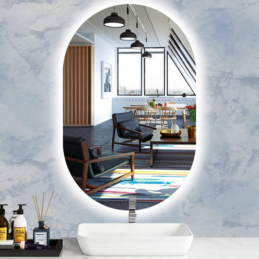 DIDIDADA 16" X 24" Backlit Oval Bathroom Vanity Mirror with Lights Oval Lighted Mirror for Bathroom Anti Fog 3 Color Dimmable Wall Mounted Frameless Backlit Light up Smart Ovals LED Bathroom Mirrors