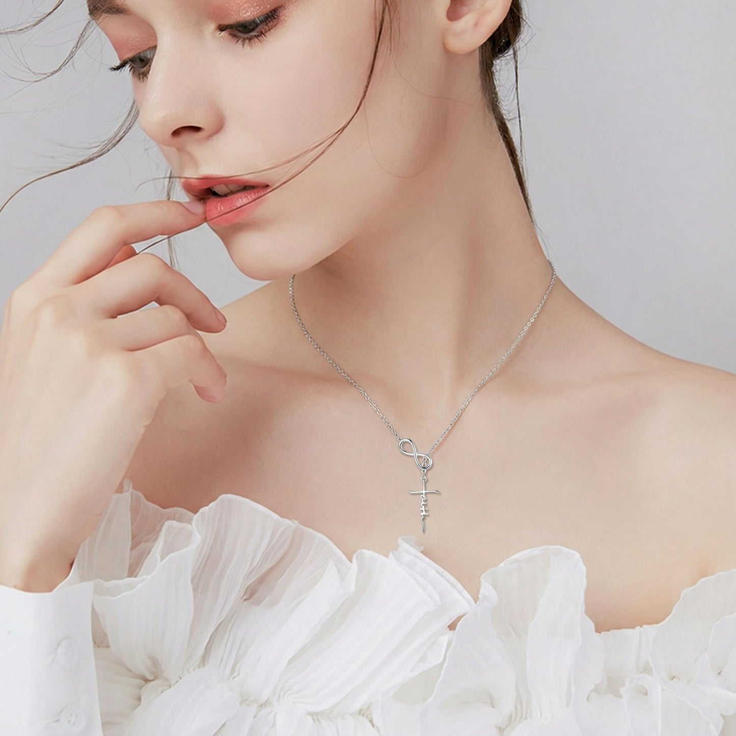 YYB Y Necklace Faith Pendant Lariat Necklace for Women Drop Necklaces Christian Jewelry Birthday Anniversary Mothers Day Gifts for Mom Sister Girlfriend