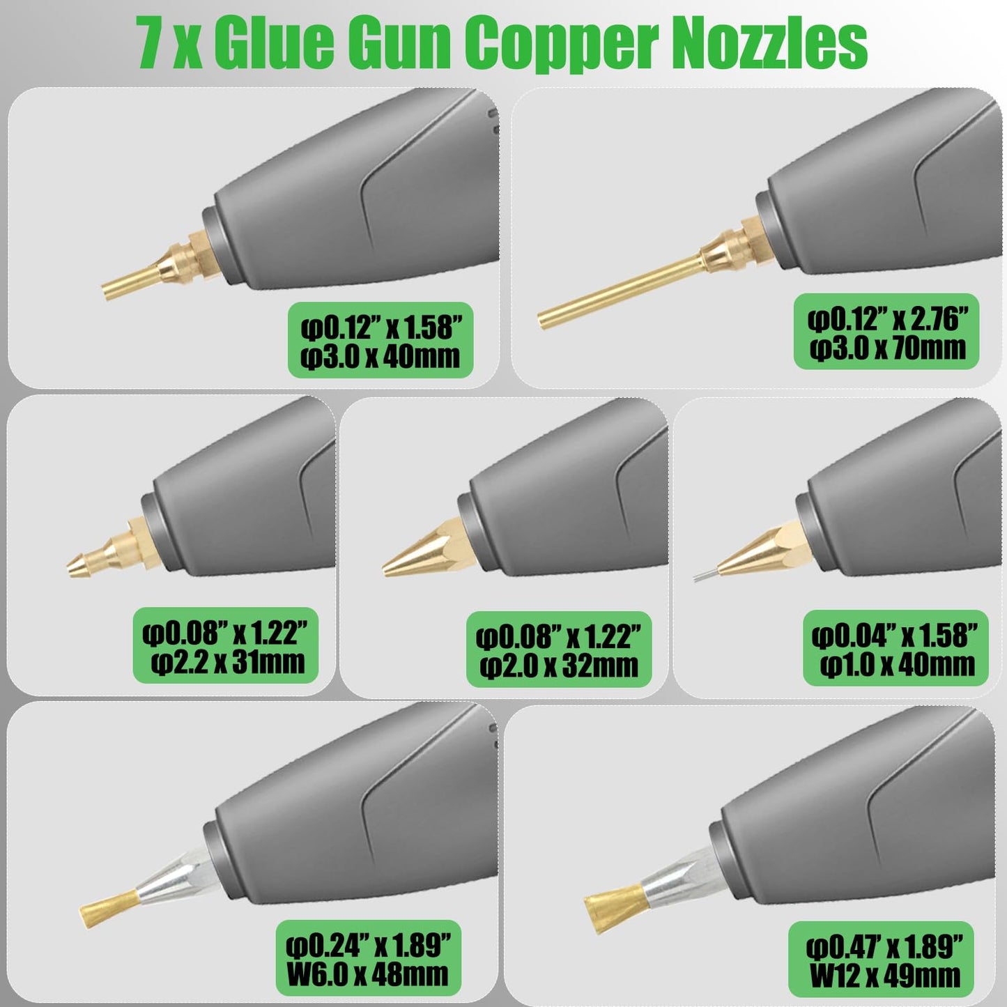 MONVICT Hot Melt Glue Gun with 7 Copper Nozzles, 3 Silicone Finger Covers, 12 Glue Sticks Dual Temperature Switching, Corded Detachable Cord Use Stand-Up Base Anti-drip for Art DIY Craft repair