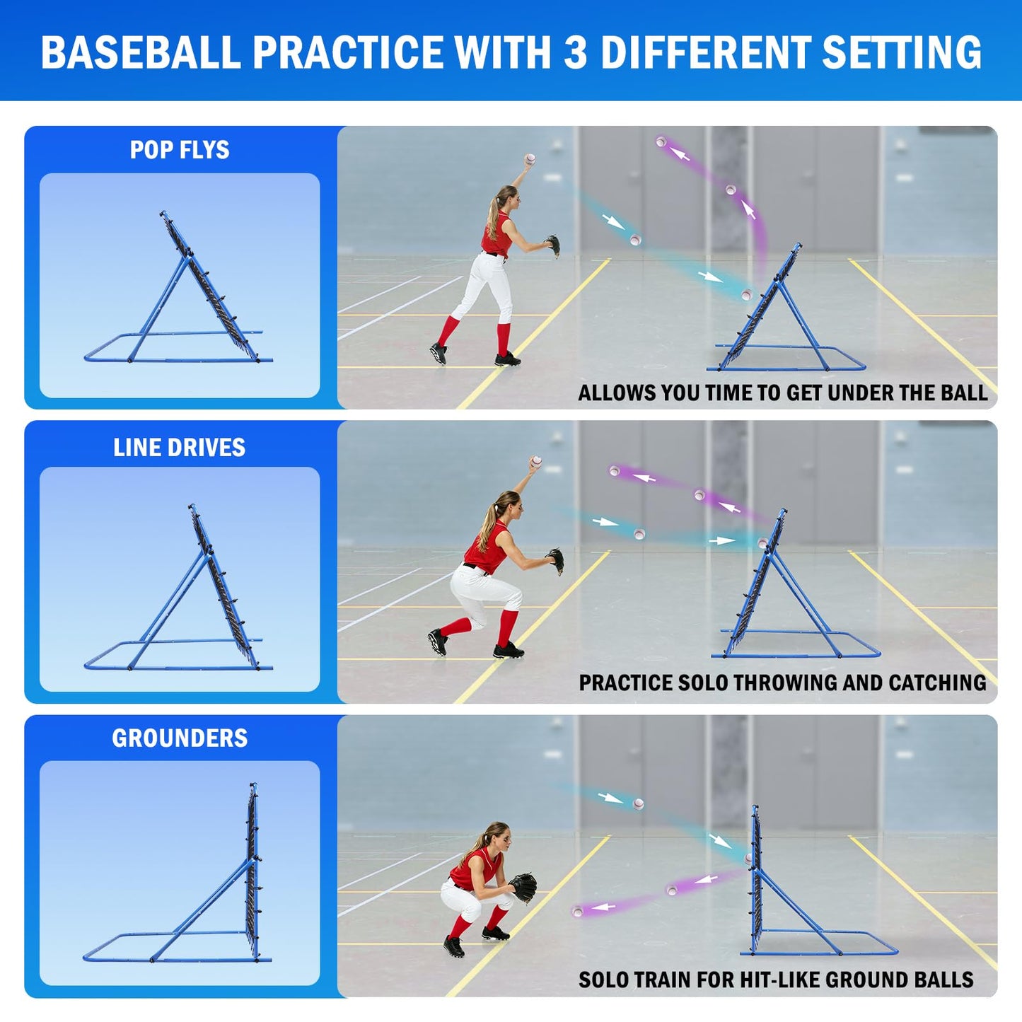 5x4FT Soccer Baseball Rebounder Net, Volleyball Softball Rebound PitchBack Net Quick-Switch Angle Soccer Training for Control, Passing Practice, Lacrosse Bounce Back Rebounder Gifts Trainer Equipment