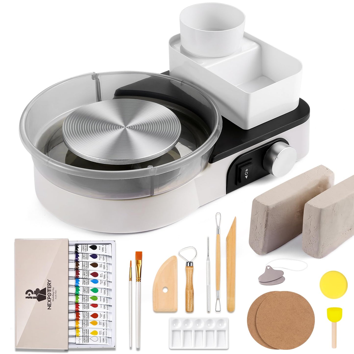 Pottery Wheel for Kids Adults and Beginners - Complete Pottery Set for Teen with 6" Turntable, 2.2lb Clay, Art Supplies Sculpting Tools, Craft Gifts for Teens Adults (Grey)