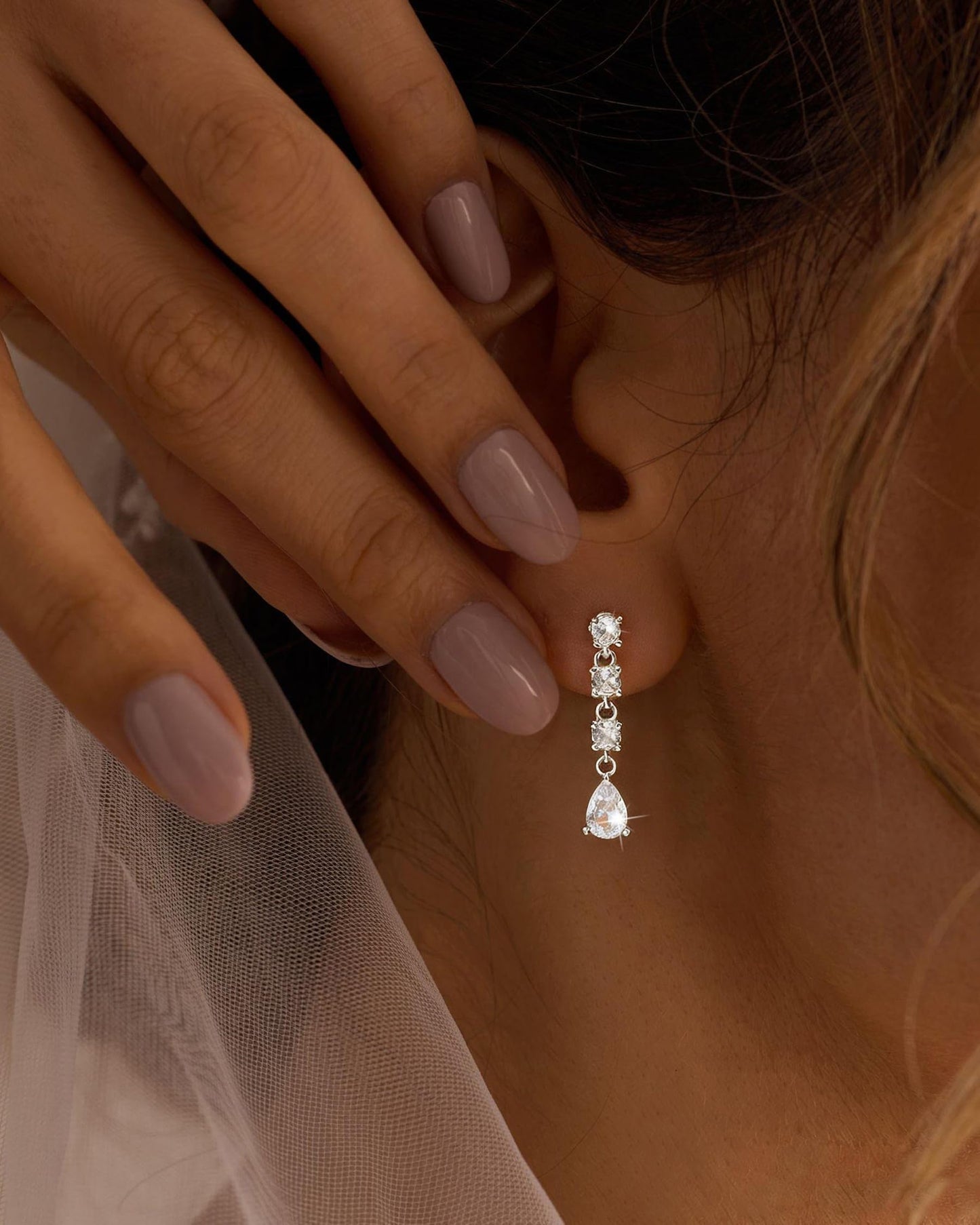 Asdecy 925 Sterling Silver Dangle Earrings for Women Trendy - Brides Drop Dangle Cubic Zirconia Elegant Prom Bridal Bridesmaids Wedding Anniversary Dangling Jewelry