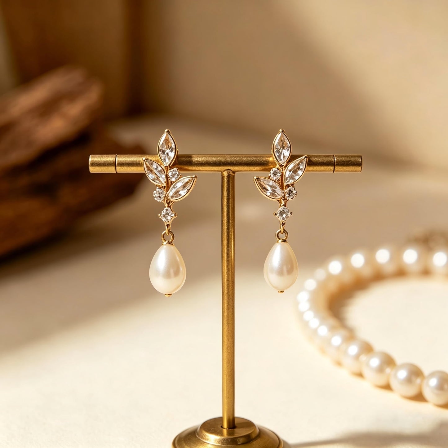 Pearl Earrings for Women, 14k Gold Plated Trendy Diamond Pearl Drop Earrings Hypoallergenic Dainty Bridal Gifts Wedding jewelry for Women