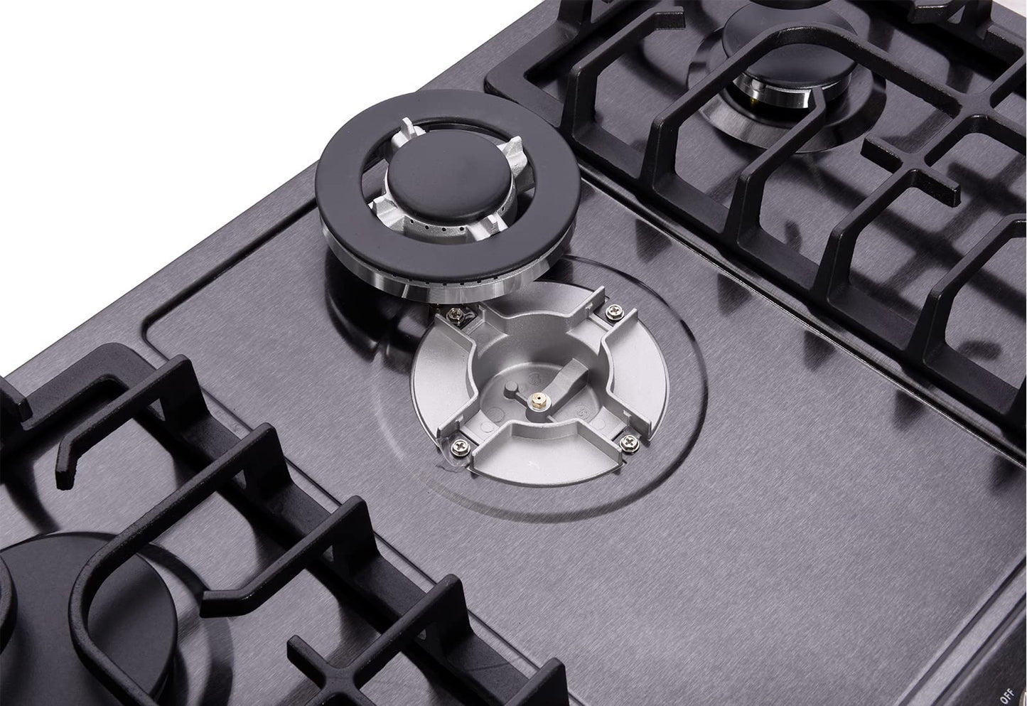 Deli-Kit 30 Inch LPG/NG Gas Cooktop Dual Fuel 5 Sealed Brass Burner Stainless Steel Hob 110V AC pulse Ignition Stainless Steel Gas Cooktops DK257-B01 Gas Hob