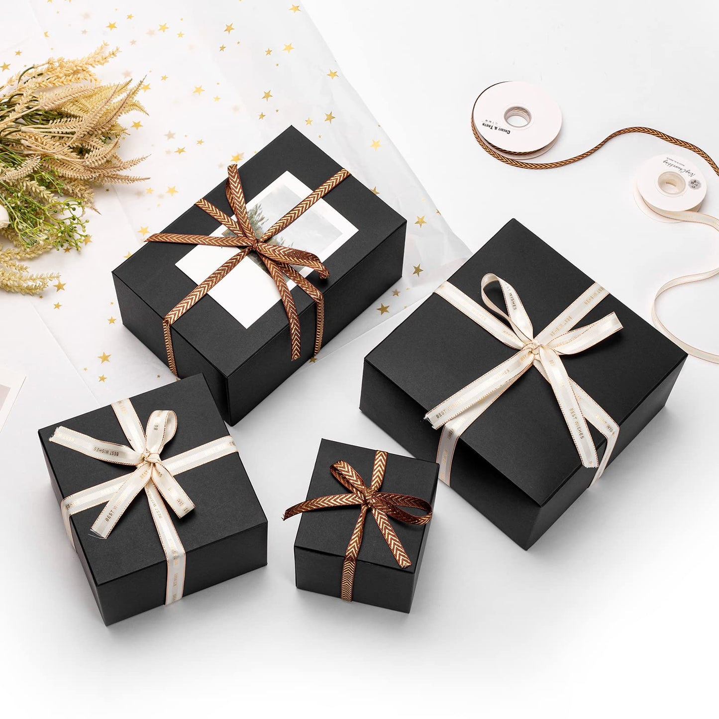 Mcfleet Black Gift Boxes with Lids 9x6x4 Inches 10 Pack Groomsmen Proposal Cardboard Craft Gift Box for Christmas, Wedding, Graduation, Holiday, Birthday Presents Packaging