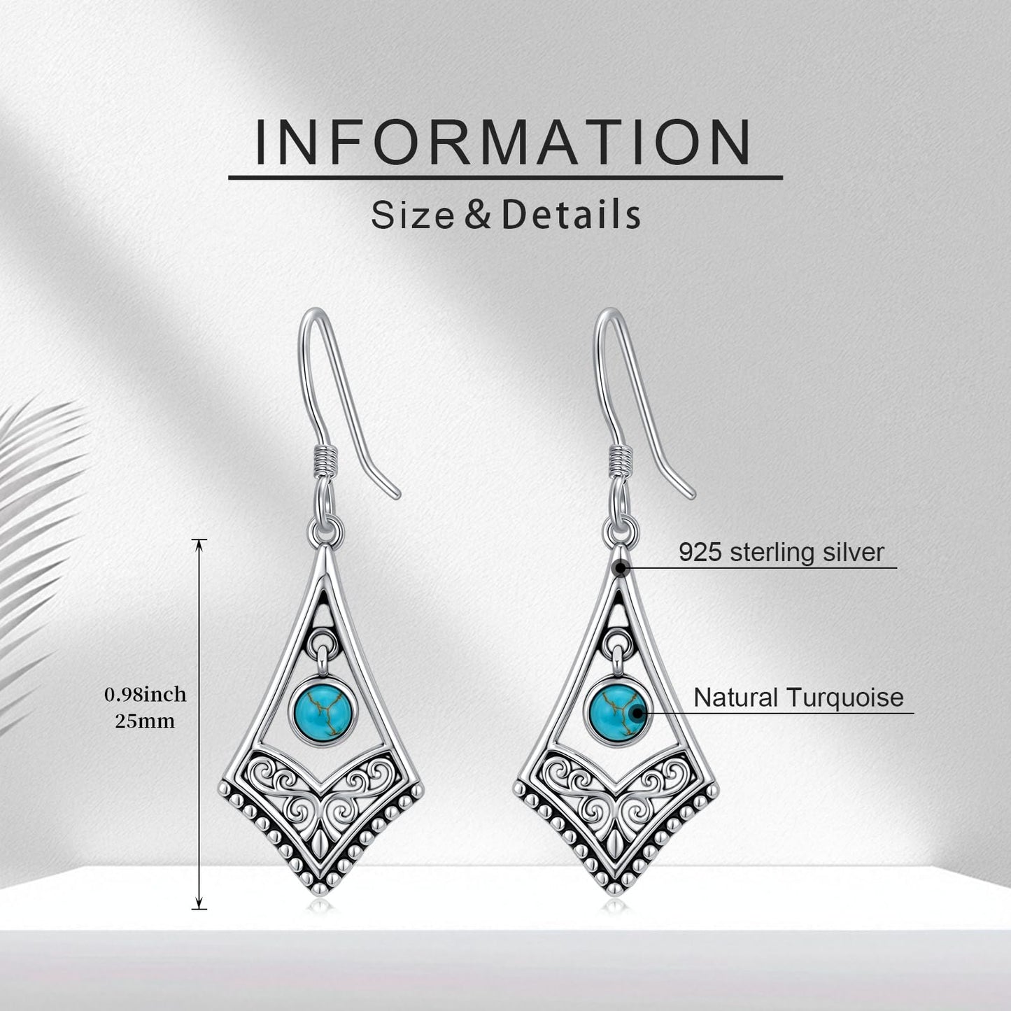 Eetaitai Turquoise Earrings for Women 925 Sterling Silver Vintage Spiral Earrings Turquoise Dangle Earrings Western Jewelry Mothers Day Gifts for Mom Wife Sister