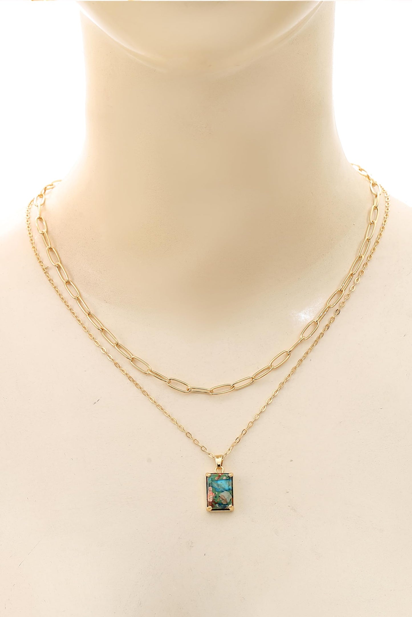 VANGETIMI Colorful and Gold Plated Layered Pendant Necklace for Women Multi Stone Crystal Rhinestone Choker Necklaces Party Prom Jewelry