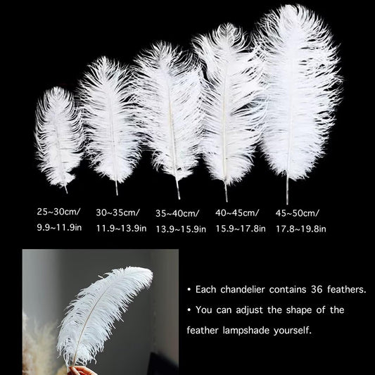 GUANSHAN White Ostrich Feather Pendent Light - Feather Ceiling Light & Chandelier for Bedroom, Living Room