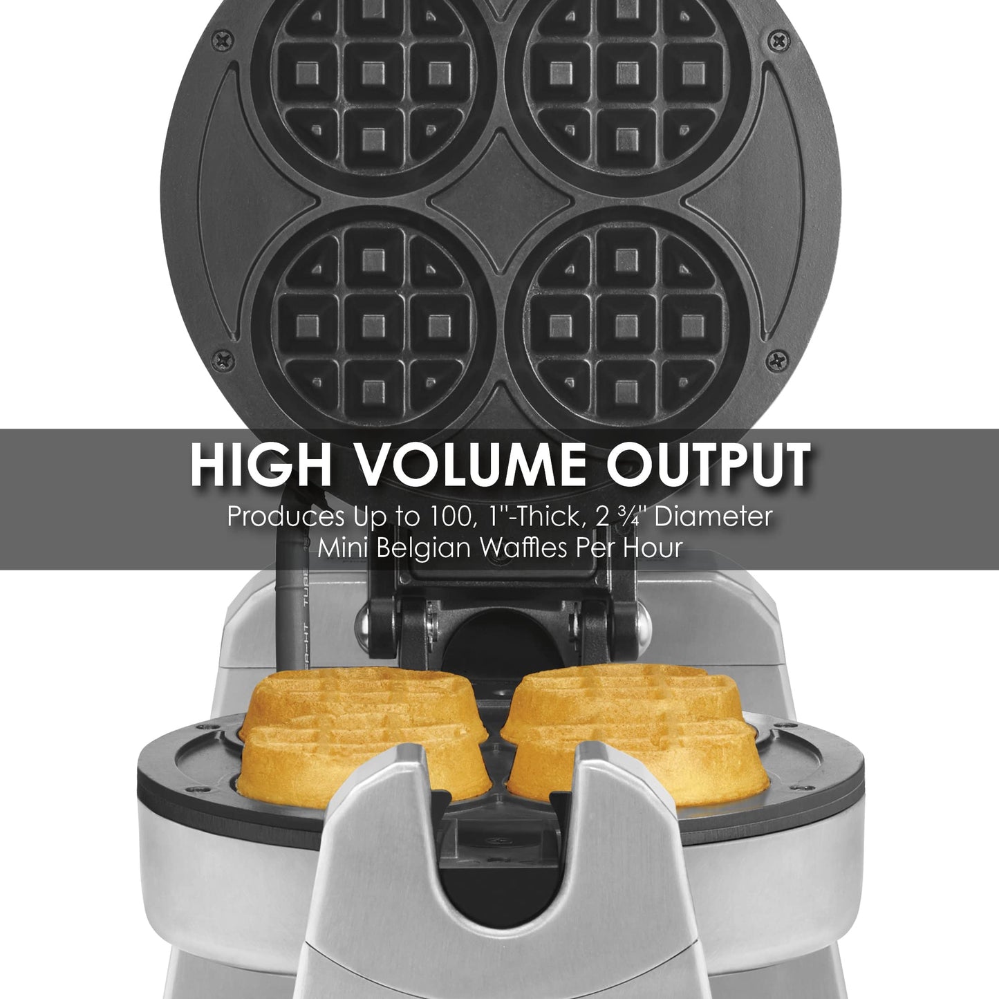 Waring Commercial WMB400X Single Mini Belgian Waffle Maker w/Cast Aluminum Grids 120V, 1200W 5-15 Phase Plug