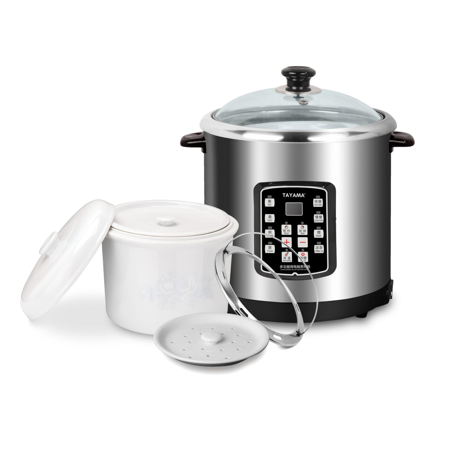 TAYAMA 8-in-1 Multi-Functional Stainless Steel Electric Stew Cooker 10 Liter