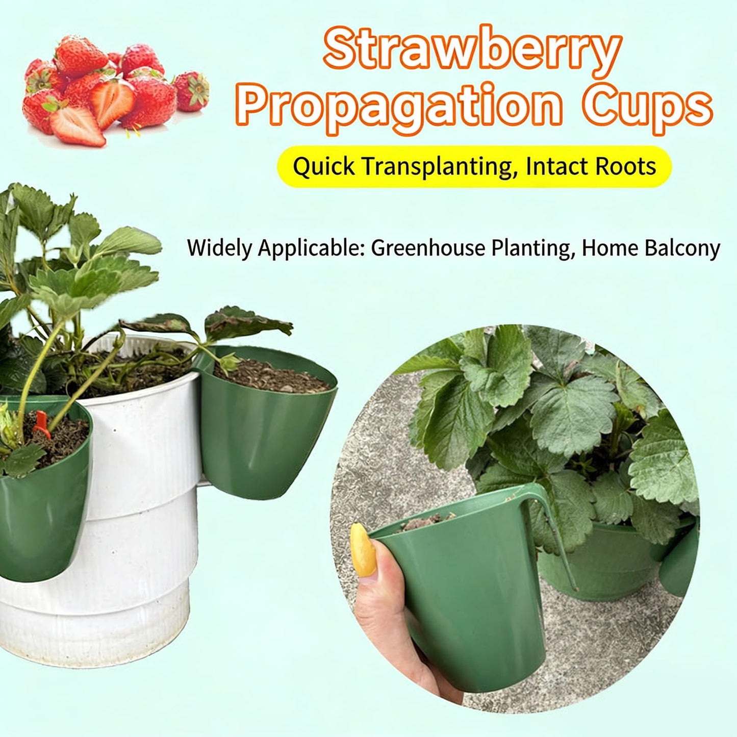 Kangnice Garden Trays Tool for Strawberry Runners Featuring Breathable Cups and Runner Forks to Enhancing Survival Rate and Growth Drainage Planting Cups