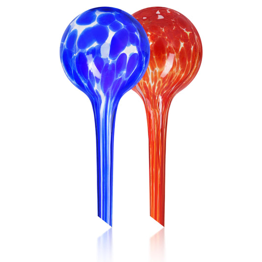 Mission Gallery Plant Watering Globes Set of 2 - Small Self Watering Globes for Indoor & Outdoor Plants - Multicolored, Automatic, Glass Watering Bulbs for Daily Use, Plant Watering Devices