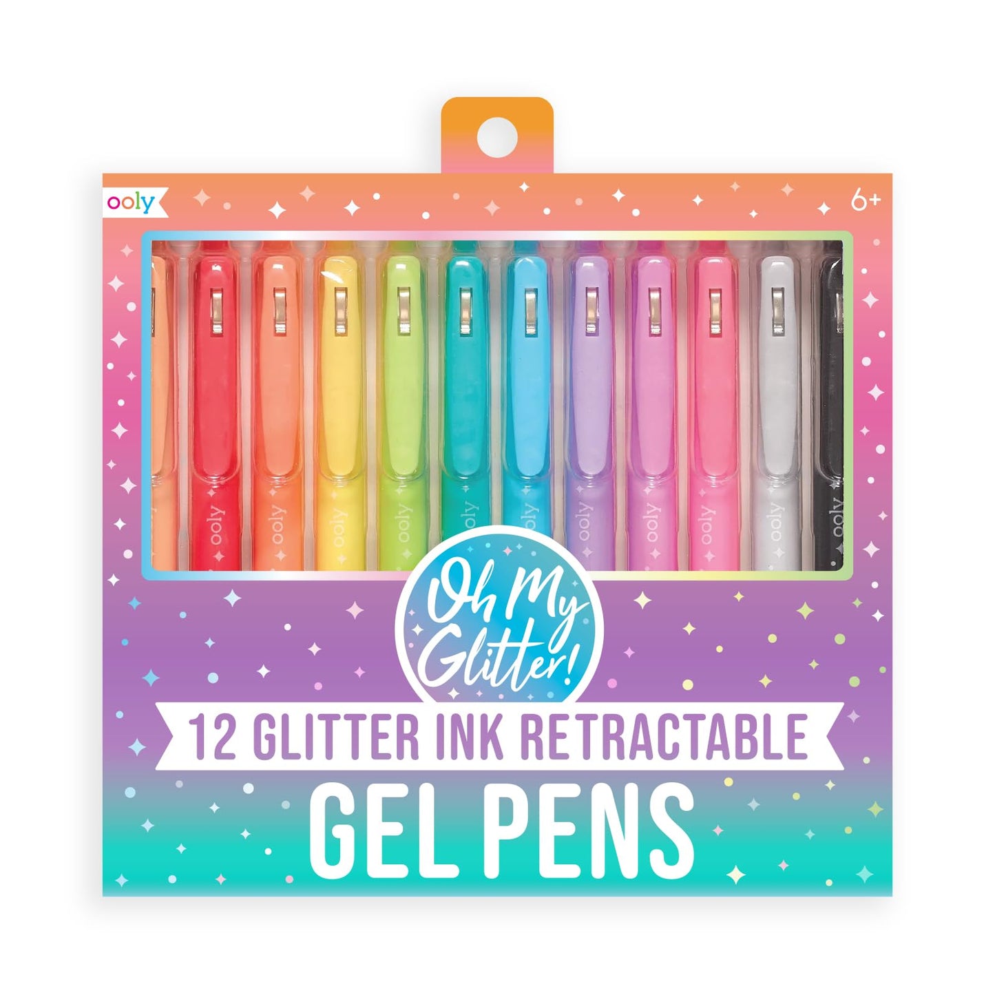 Ooly Oh My Glitter Gel Pens - Set of 12 Cute School and Art Supplies for Girls, Planner Pen with Comfort Grip, Ideal Retractable Glitter Pens for Decorations & Office Use