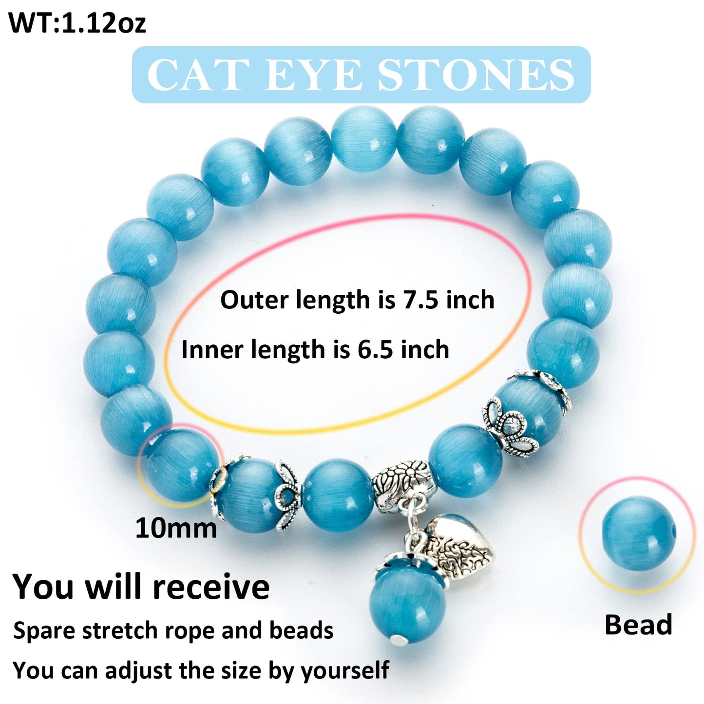 MEHUK Natural Stretch Gemstone Bracelet Healing Stone Beaded Bracelets for Women Men Gifts (Unisex)