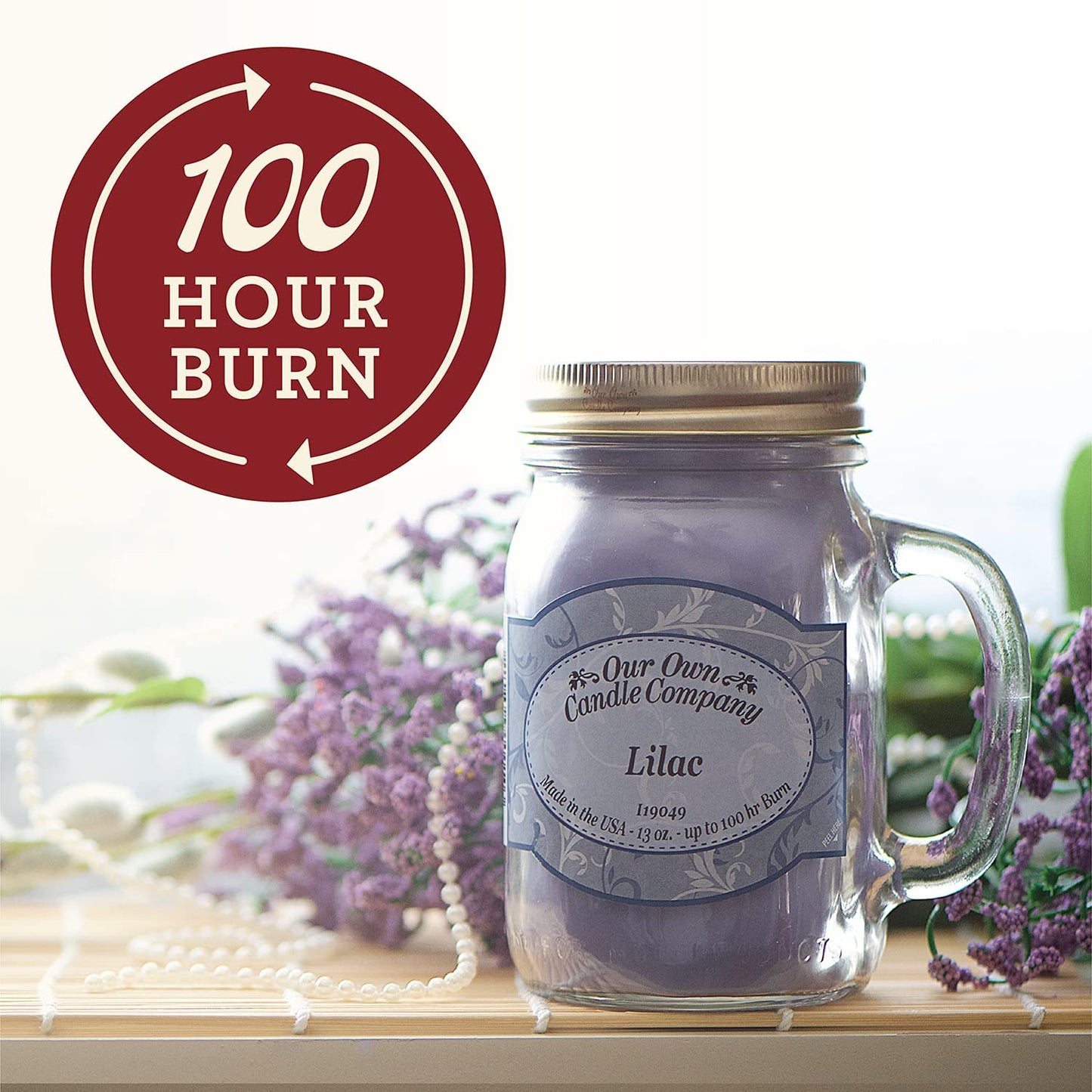 Our Own Candle Company Apple Pie Cinnamon Vanilla Scented Mason Jar Candle, 100 Hour Burn Time, Made in The USA - 13 Ounces